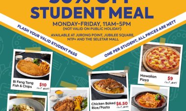 (Mon to Fri) Collin's 50% off student meal and 20% off ala carte full menu 11am to 5pm only