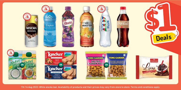 (3 to 16 Aug 2022) 7-Eleven Singapore $1 deals for beverage and snacks Ribena Nescafe Coke 100Plus Tong Garden Locker