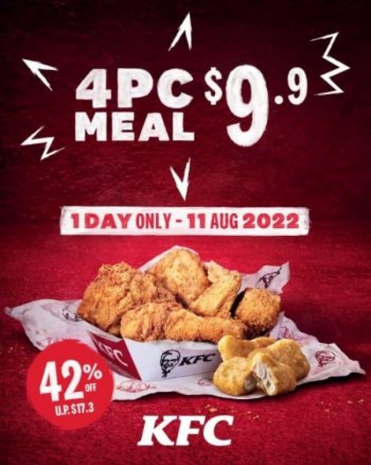 (11 Aug 2022 only) KFC 4pc chicken + 3pcs golden nuggets only at $9.90 skip the queue order at KFC app