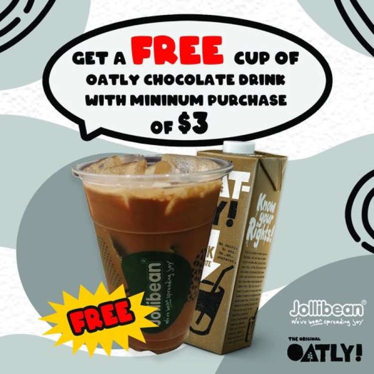 (Till 30 Aug 2022) Jollibean Singapore free chocolate drink when you spend min of $3