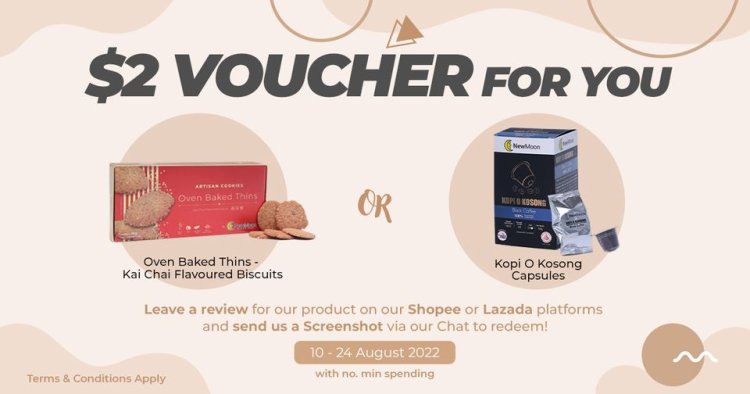 (Till 24 Aug 2022) New Moon free $2 voucher new product biscuit & kopi o capsule when you give them review