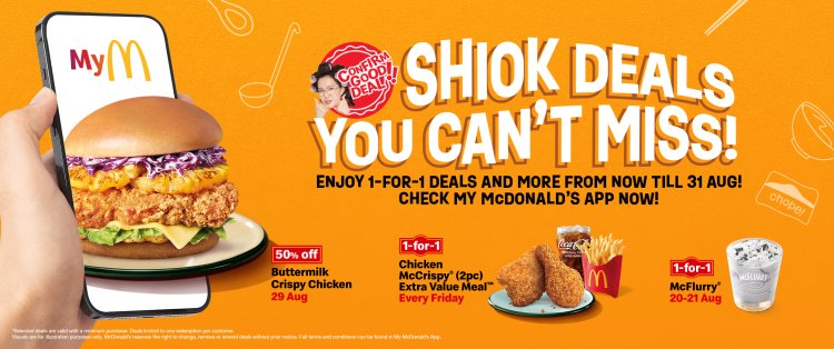 (29 Aug 2022) McDonald shiok deals 50% off for buttermilk crispy chicken burger