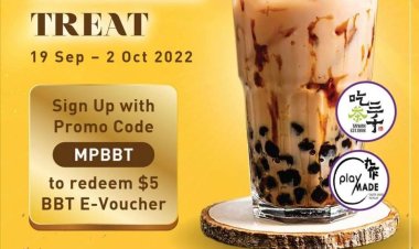 (Till 2 Oct 22) M Mall app free $5 bubble tea voucher for Chi Cha San Chen and Playmade