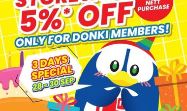 Don Don Donki 5% off all store from 28 Sep to 30 Sep three days only for member only