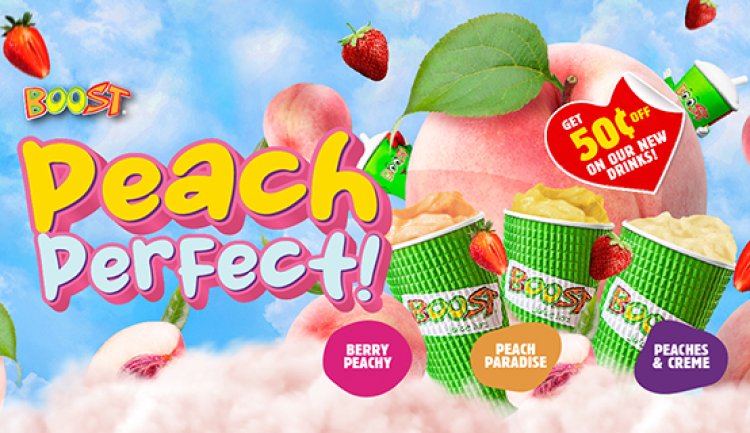 (New product) Boost Singapore launch new flavor Peach Perfect series get 50cents off for new drink now