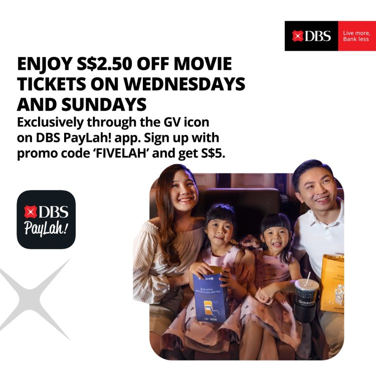 Golden Village x DBS Paylah $2.50 off movie ticket purchase with GV icon on Paylah app on Wednesday and Sunday
