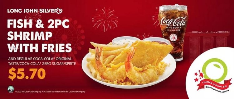 (Till 30 Sep 22) Long John Silver $5.70 set meal fish or chicken with fries and Coke