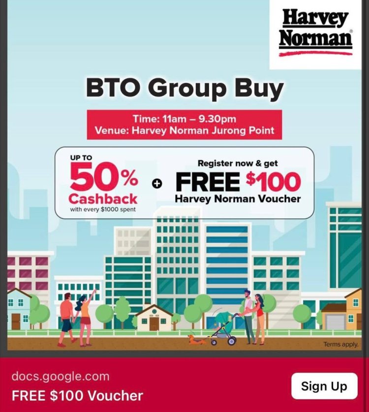 Harvey Norman bto new homeowner get up to 50% cashback with $1k spend and get $100 voucher free register now (23 Sep to 10 Oct)