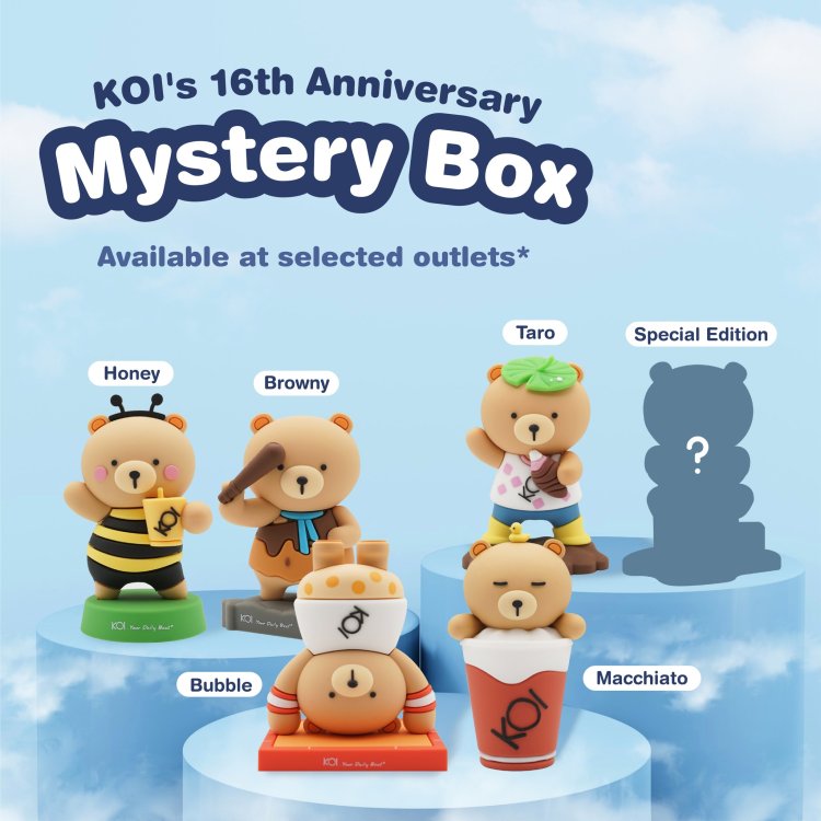KOI Singapore celebrate 16th anniversary $5.90 each BB bear with any purchase of drink or $59 for 8 bears