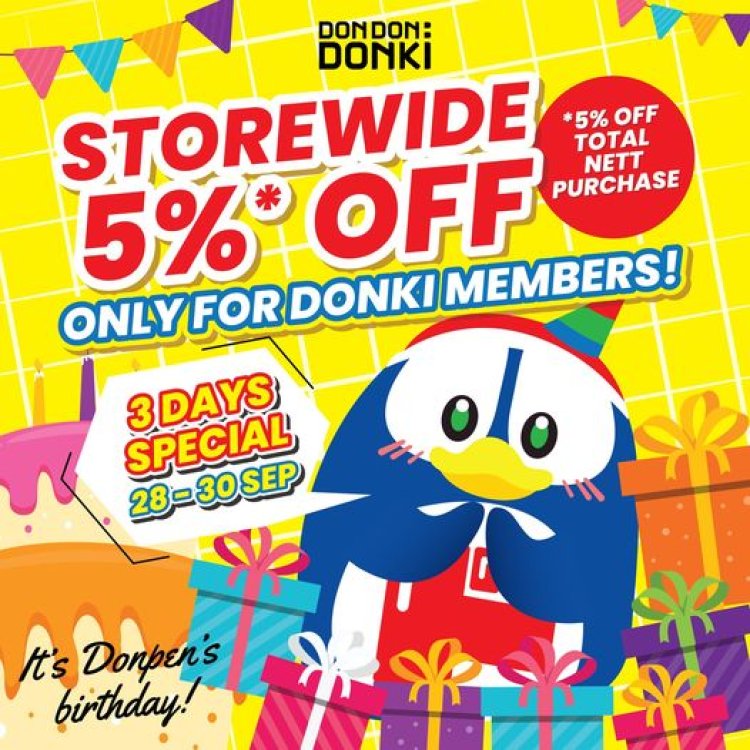 Don Don Donki 5% off all store from 28 Sep to 30 Sep three days only for member only