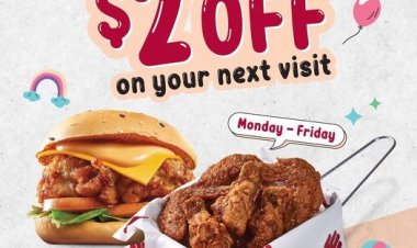 4Fingers Crispy Chicken student promotion $2 off for next visit when you purchase a combo meal Junction 8 only