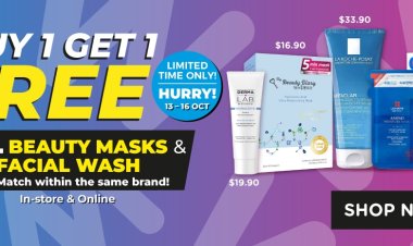 Watsons buy 1 free 1 all beauty masks and facial wash mix and match within the same brand till 16 Oct