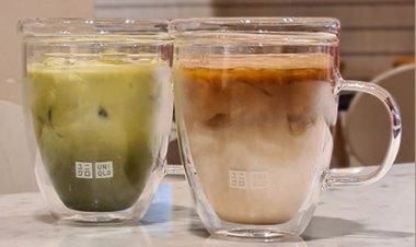 Uniqlo special giveaway double wall glass mug 380ml with glass cover with nett spend $100 online till 16 Oct 2022