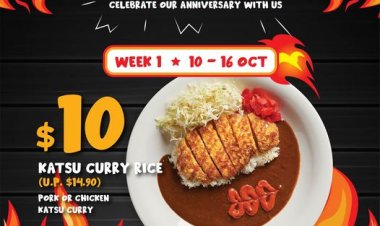 Monster Curry 10th anniversary deals $10 katsu curry rice till 16 Oct $0.10 Pepsi or Pokka with min spend $10 from 17 to 23 Oct 2nd curry rice at $10 from 24 to 30 Oct