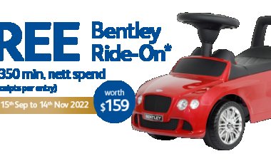 Friso Singapore free Bentley ride on worth $159 with $350 min nett spend enter lucky draw now till 14 Nov