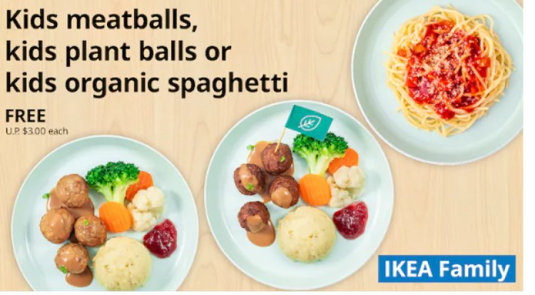 Ikea free kid meal and new vegetarian  products launch plant balls organic spaghetti plant based dumpling and more
