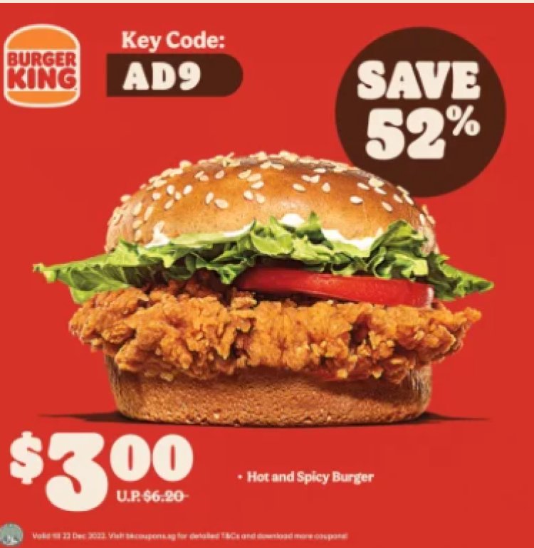 Burger King save up to 52% off when purchase with e-coupon