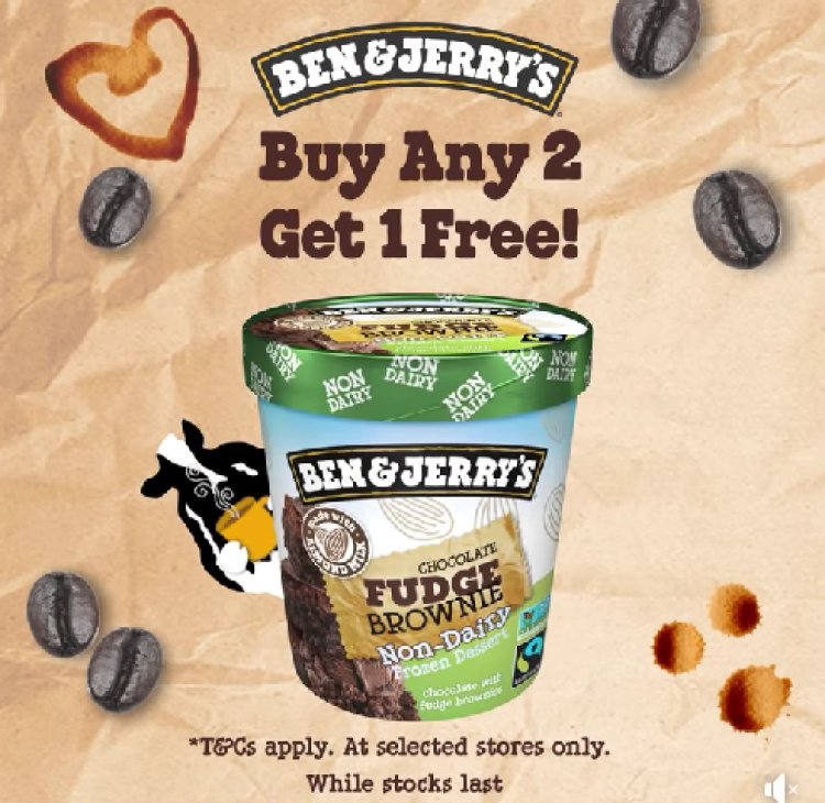 Ben & Jerry's get x1 FREE Non-Dairy Chocolate Fudge Brownie pints with any 2 pints purchase at selected store