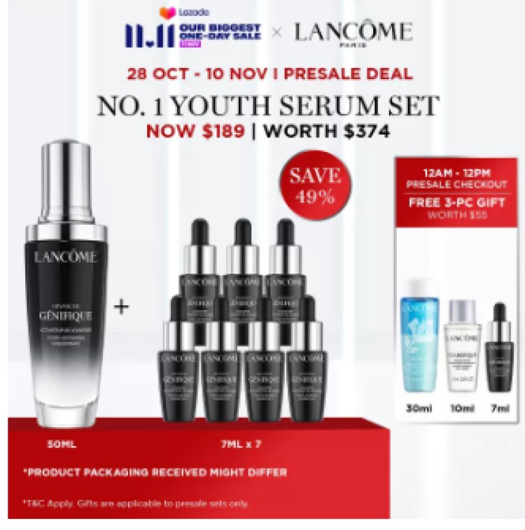 Lancome @ Lazada buy one free more than one deals super cheap to shop pre-order sets or 11.11