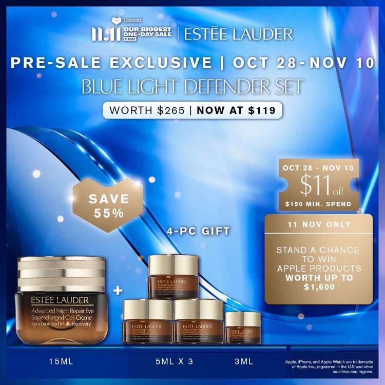 Estee Lauder @ Lazada 11.11 sale definately worth it save 50% or more with buy one free one sets