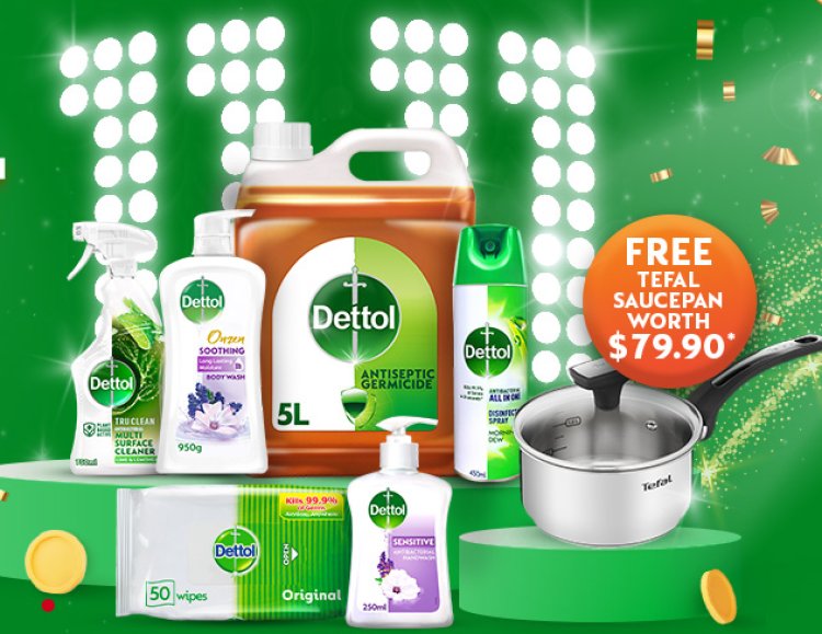 Dettol @ Shopee 11.11 sale free Tefal caucepan worth $79.90 min spend $60 from 12 to 2am or min spend $70 from 2am onwards