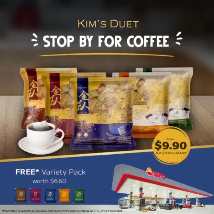 Kim Duet local steep coffee and tea free variety pack (worth $6.60) when purchase Kim Duet at SPC Choices store
