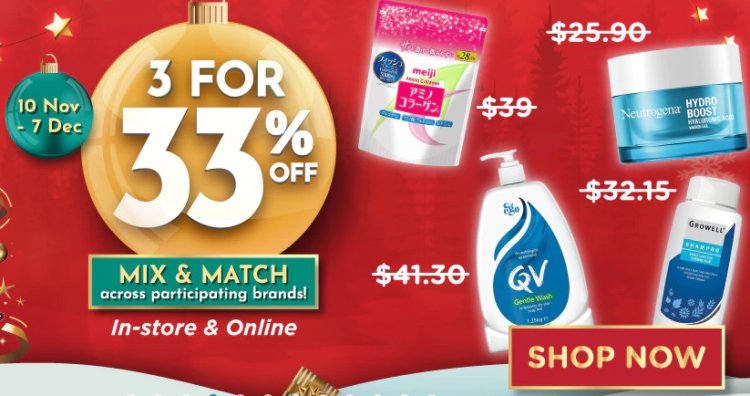 Watsons up to 50% off or buy one free one promotion Nov to Dec