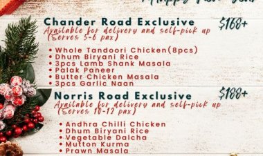 Mr Biryani preorder your Christmas & New Year package menu available from 23 Dec to 1 Jan, last order by 20 Dec