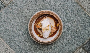 Burger & Lobster dessert menu for Xmas and New Year homemade Bread and butter pudding