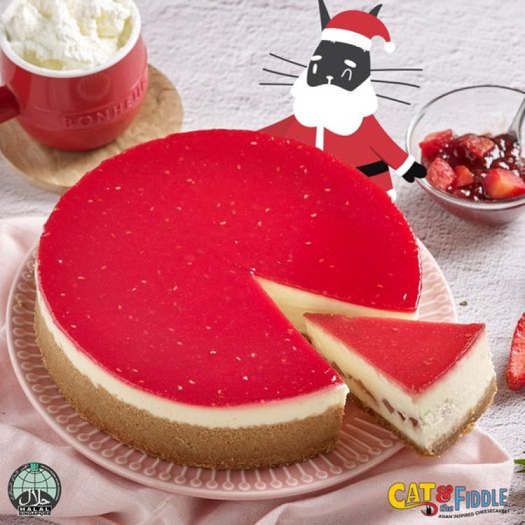 Cat & the Fiddle Cakes 20% off sweet strawberry cheesecake till 31 Dec