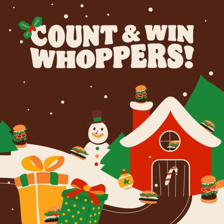 Burger King giveaway 5 free Whoppers for those guess correct number of burger at the picture