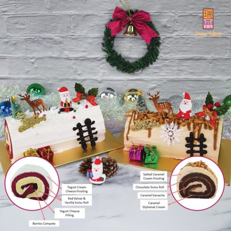 Swee Heng Bakery Xmas log cake Snowvy Wonder Red Velvet or Fantasy Salted Caramel best for Xmas