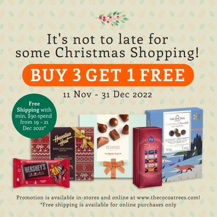 The Cocoa Trees buy 3 free 1 storewide promotion till 21 Dec free delivery with min spend $30 online