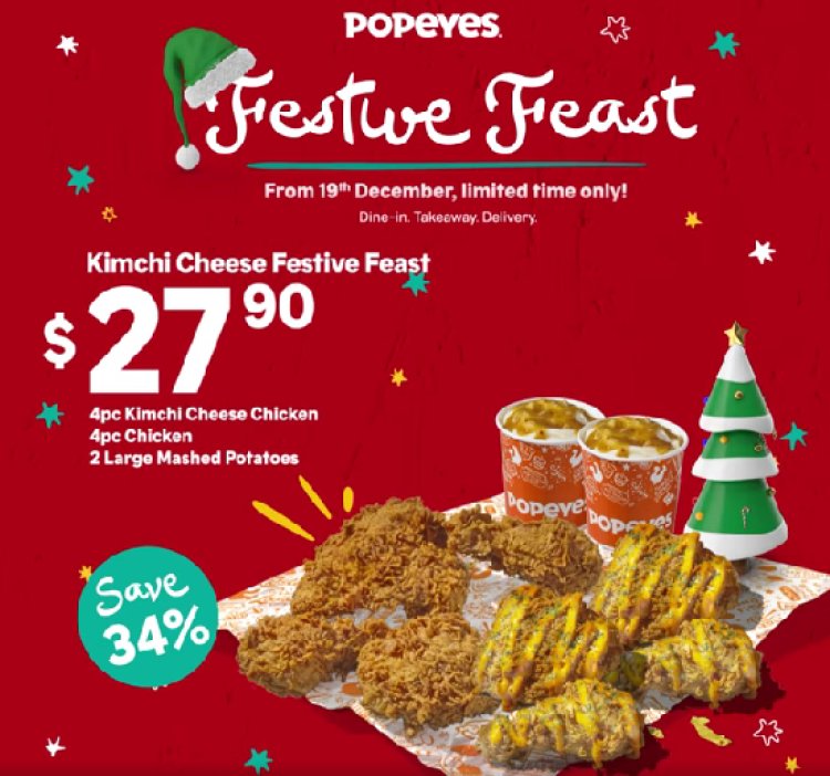 Popeyes Festive Feast start 19 Dec from $24.50 save up to 40% limited time only
