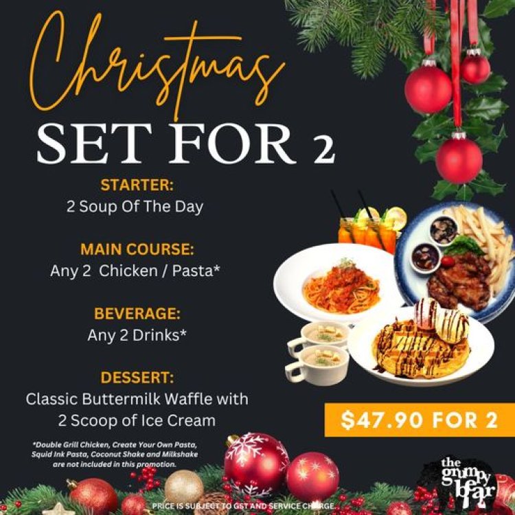 The Grumpy Bear Cafe Christmas set for 2 @ $47.90 starter main course beverage and dessert
