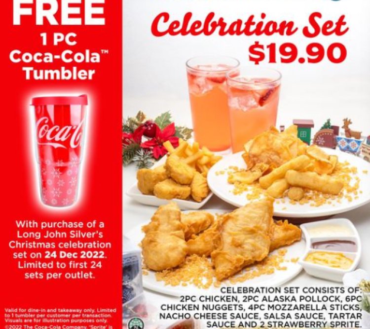 Long John Silver free Coca Cola tumbler with purchase of Long John Silver Christmas celebration set on 24 Dec