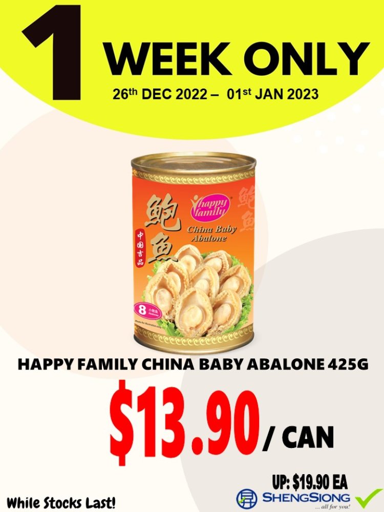 Sheng Siong  Abalone or olive oil 1 week instore specials exclusively at all Sheng Siong outlets only