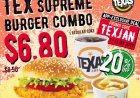 Texas Chicken $6.80 or 20% off for Tex Supreme Burger Combo till 31 Jan 2023