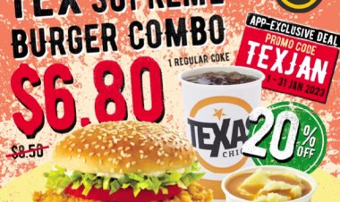 Texas Chicken $6.80 or 20% off for Tex Supreme Burger Combo till 31 Jan 2023