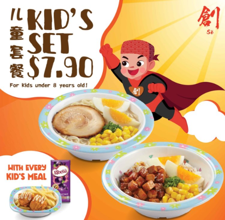 So Ramen Kid meals set $7.90 for Ramen or don Tori Karaage with fries and Ribena