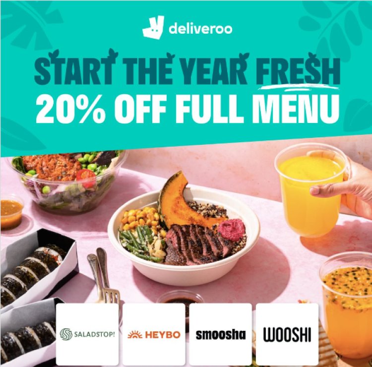 Deliveroo 20% off from Saladstop Group Wooshi Heybo and Smoosha till 15 Jan