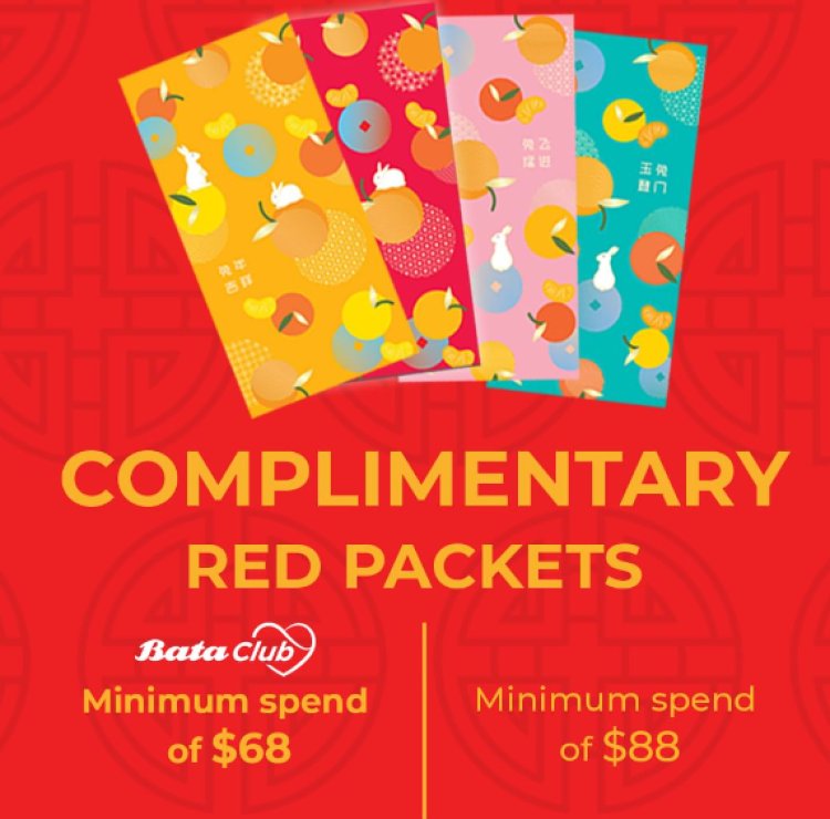 Bata free 8 pcs red packets with min spend $68 for member or $88 for public