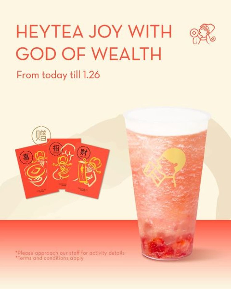 Heytea free sng bao set or wealth pin with purchase of 1 Strawberry Peach Cheezo Lite and 1 In Season or Refreshing fruit tea till 26 Jan