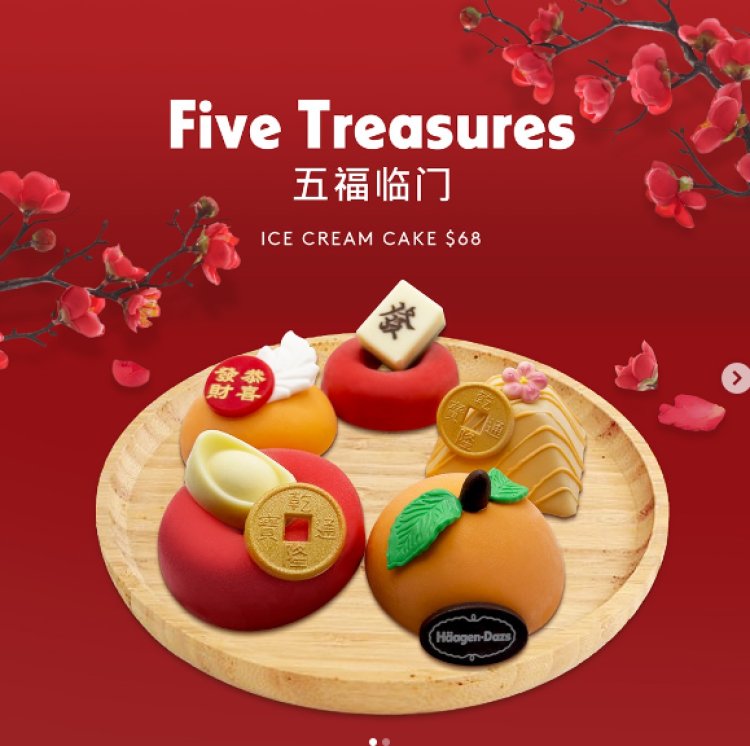 Haagen Dazs Five Treasures ice cream cake at $68 or 3 boxes ice cream delights at $80 for limited time only