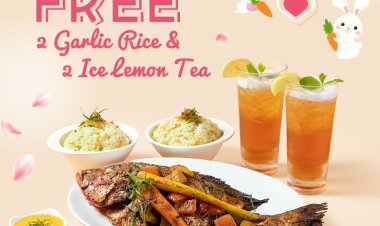 Manhattan Fish Market Oven Baked Whole Red Snapper meal come with free 2 garlic rice and 2 ice lemon tea till 26 Feb