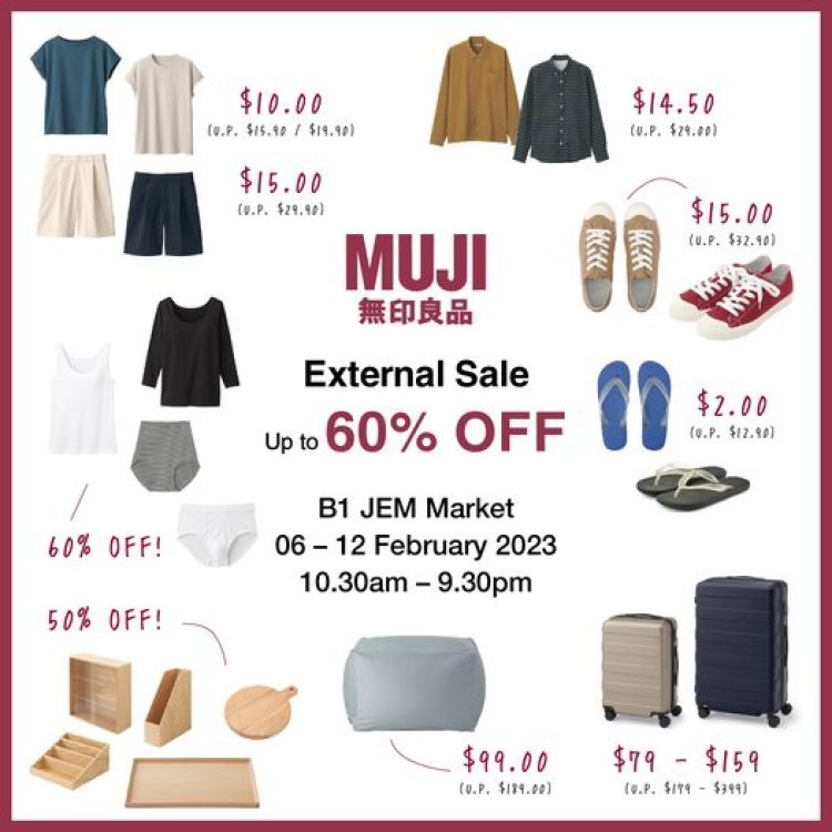 Muji JEM external sale save up to 60% off Garment and household items till 12 Feb