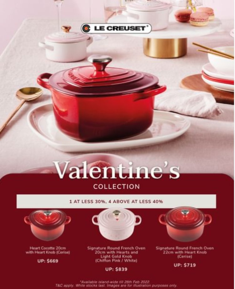 Le Creuset Valentine deals grab kitchen ware now 1 at 30% off, 4 above at 40% off