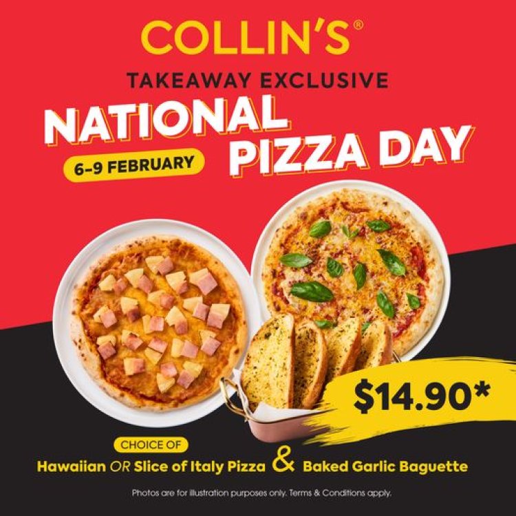 Collin's Pizza with baked garlic baguette @ $14.90 only for takeaway  till 9 Feb
