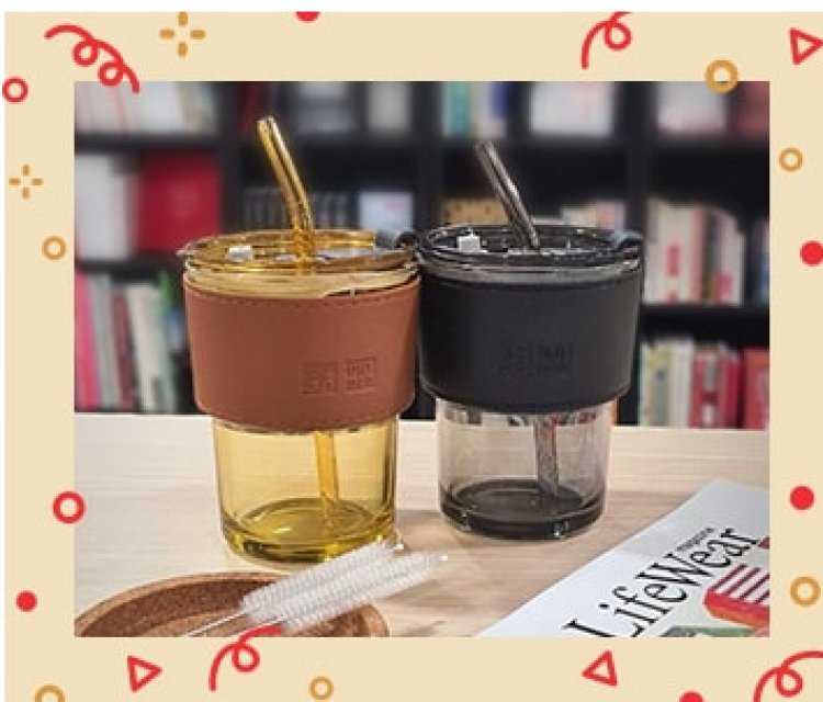 Uniqlo free limited edition Uniqlo travel mug 400ml with removable straw and cleaning brush min spend $90 online for app member only