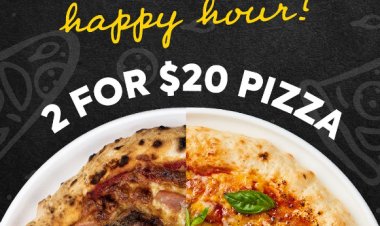 Collins Grill Happy hour 2 selected pizza @ $20 only